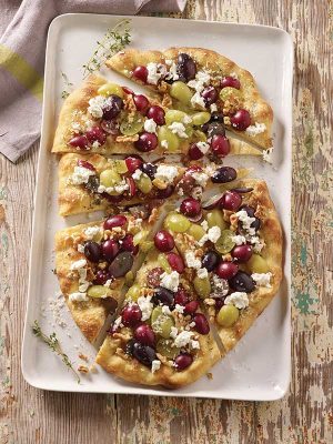 Tricolor Grape Pizza with Goat Cheese and Thyme