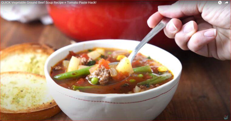 Warm up with this quick and easy Vegetable Ground Beef Soup! Here's what you'll need to make the recipe